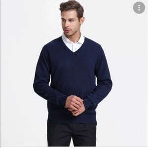 L.L.BEAN MERINO WOOL V NECK SWEATER SZ XL